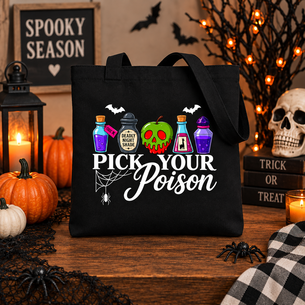 Pick Your Poison Halloween Large Tote Bag