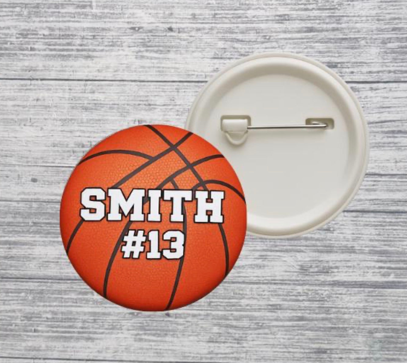 Basketball Button Pin Custom Personalized
