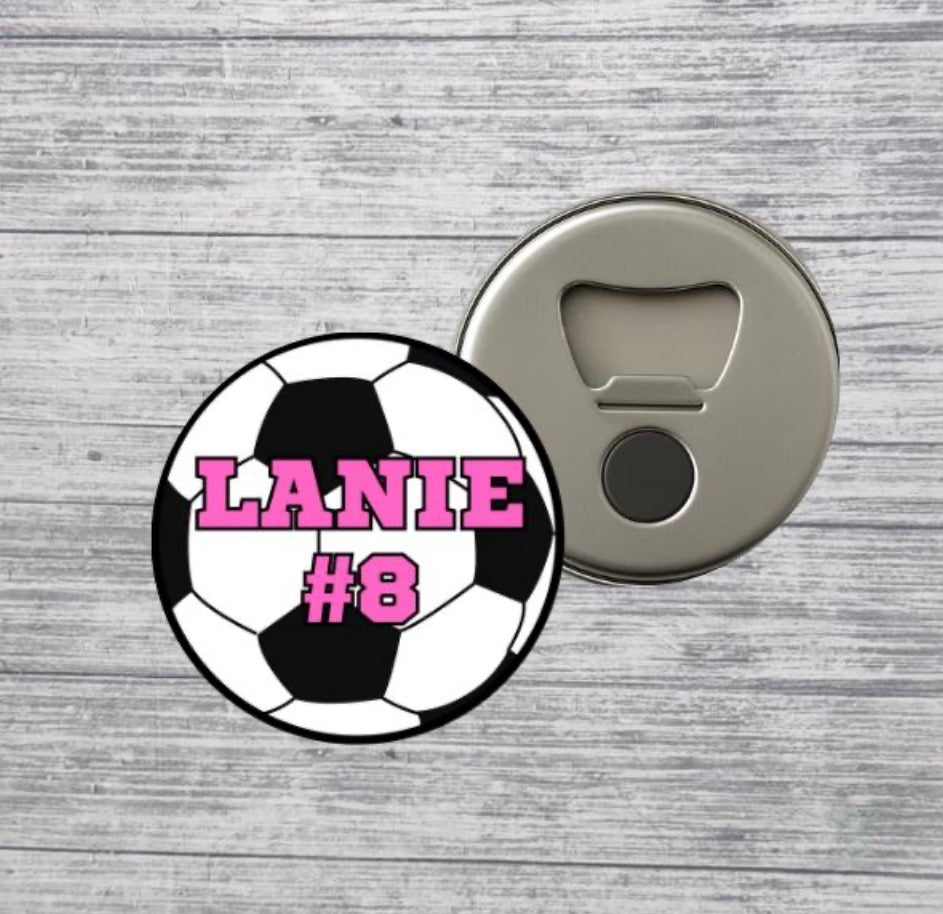 Soccer Bottle Opener Magnet Custom Personalized