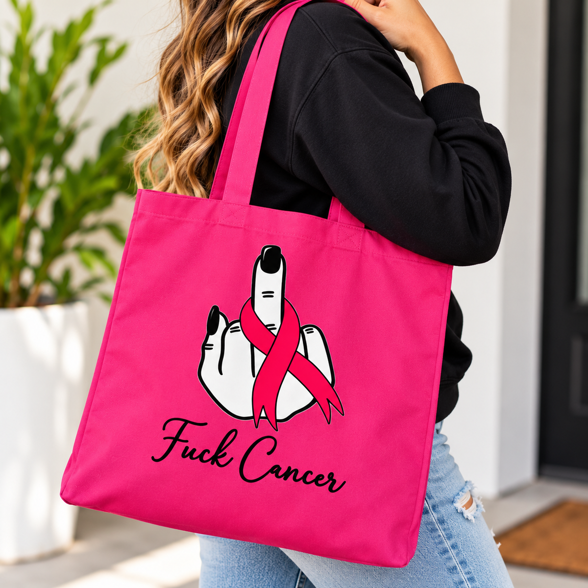 Fuck Cancer Breast Cancer Awareness Tote Bag