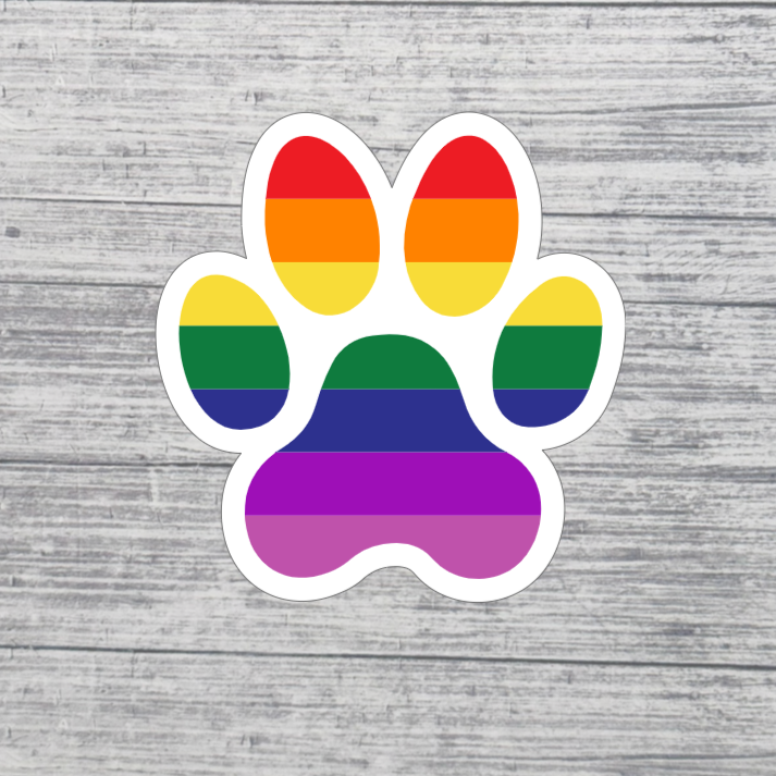 Rainbow Paw Print Pride Sticker