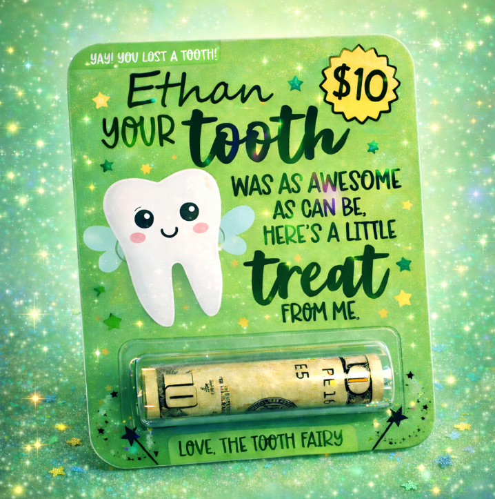 Personalized Tooth Fairy Money Card | Pink or Green
