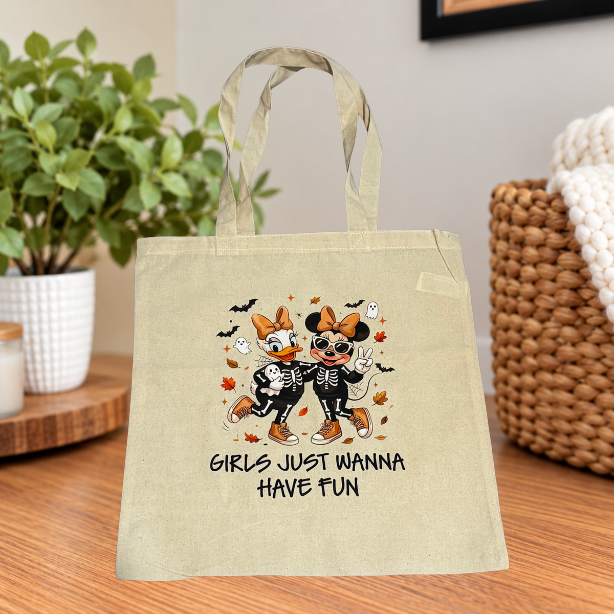 Minnie Mouse & Daisy Duck Girls Just Wanna Have Fun Fall Canvas Tote Bag