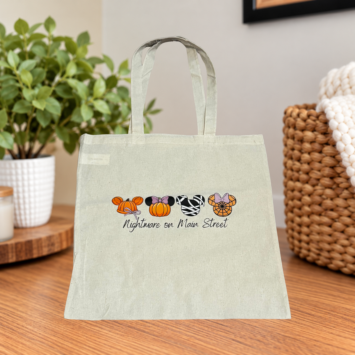 Nightmare on Main Street Disney Halloween Large Canvas Tote Bag
