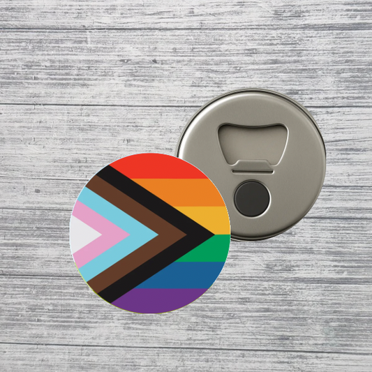 Progress Pride Flag Bottle Opener Magnet