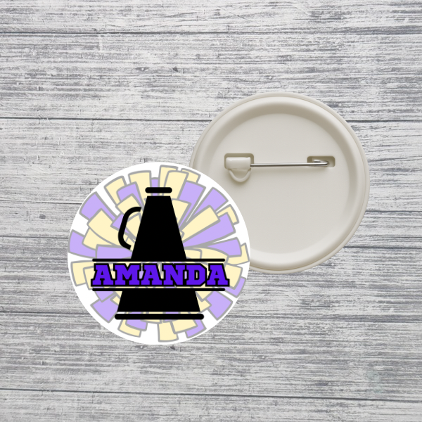 Cheer Button Pin Custom Personalized