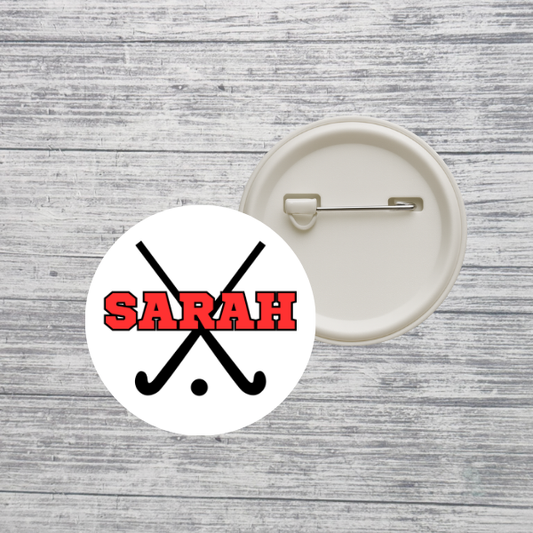 Field Hockey Button Pin Custom Personalized