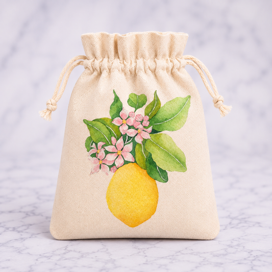 Lemon Blossom Small Drawstring Bag