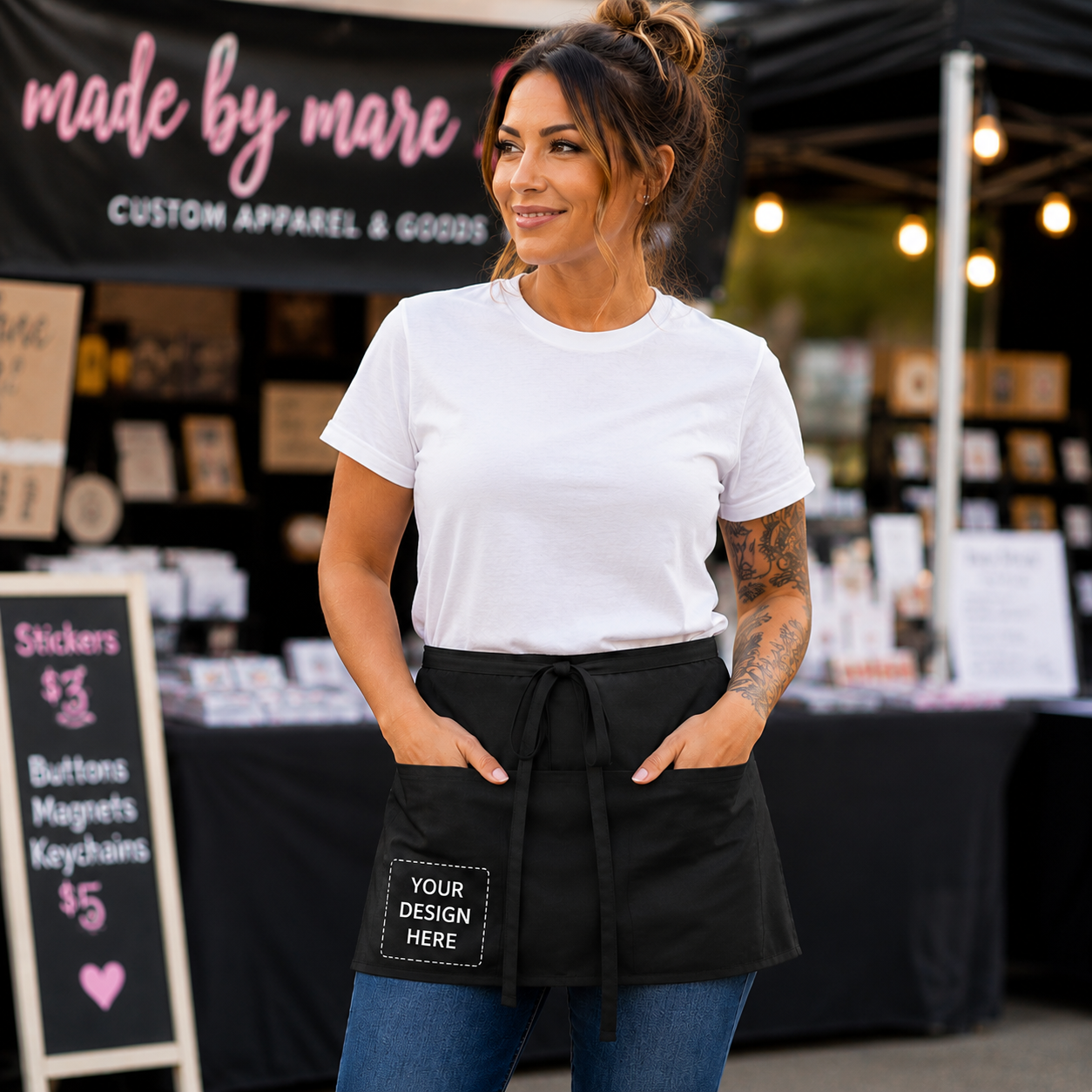 Custom Waist Apron with Three Pockets | Personalized Waist Apron
