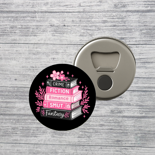 Book Stack Genres Aesthetic Bottle Opener Magnet