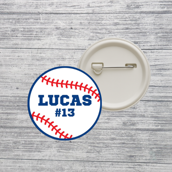 Baseball Button Pin Custom Personalized