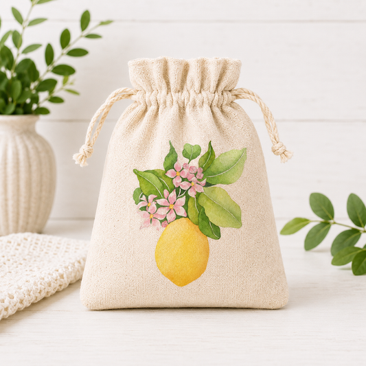 Lemon Blossom Mini Drawstring Bag
