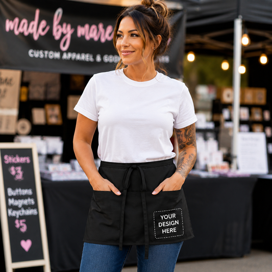 Custom Waist Apron with Three Pockets | Personalized Waist Apron