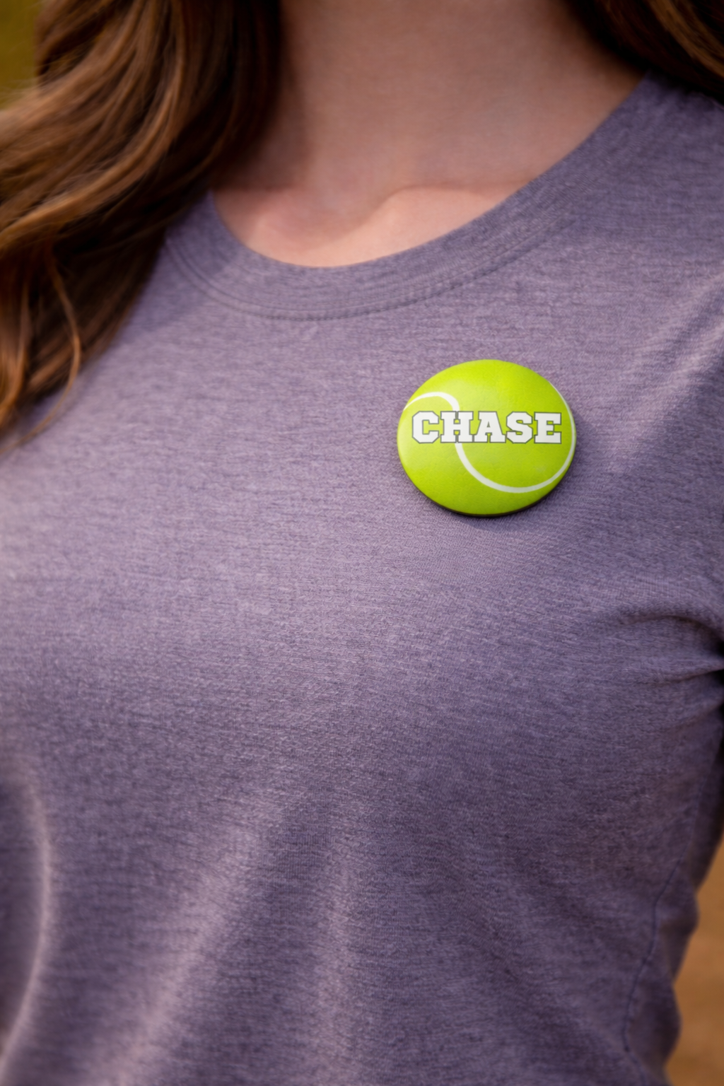 Tennis Button  Custom Personalized Name Pin