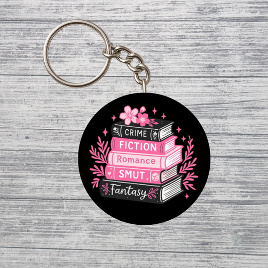 Book Stack Genres Aesthetic Keychain