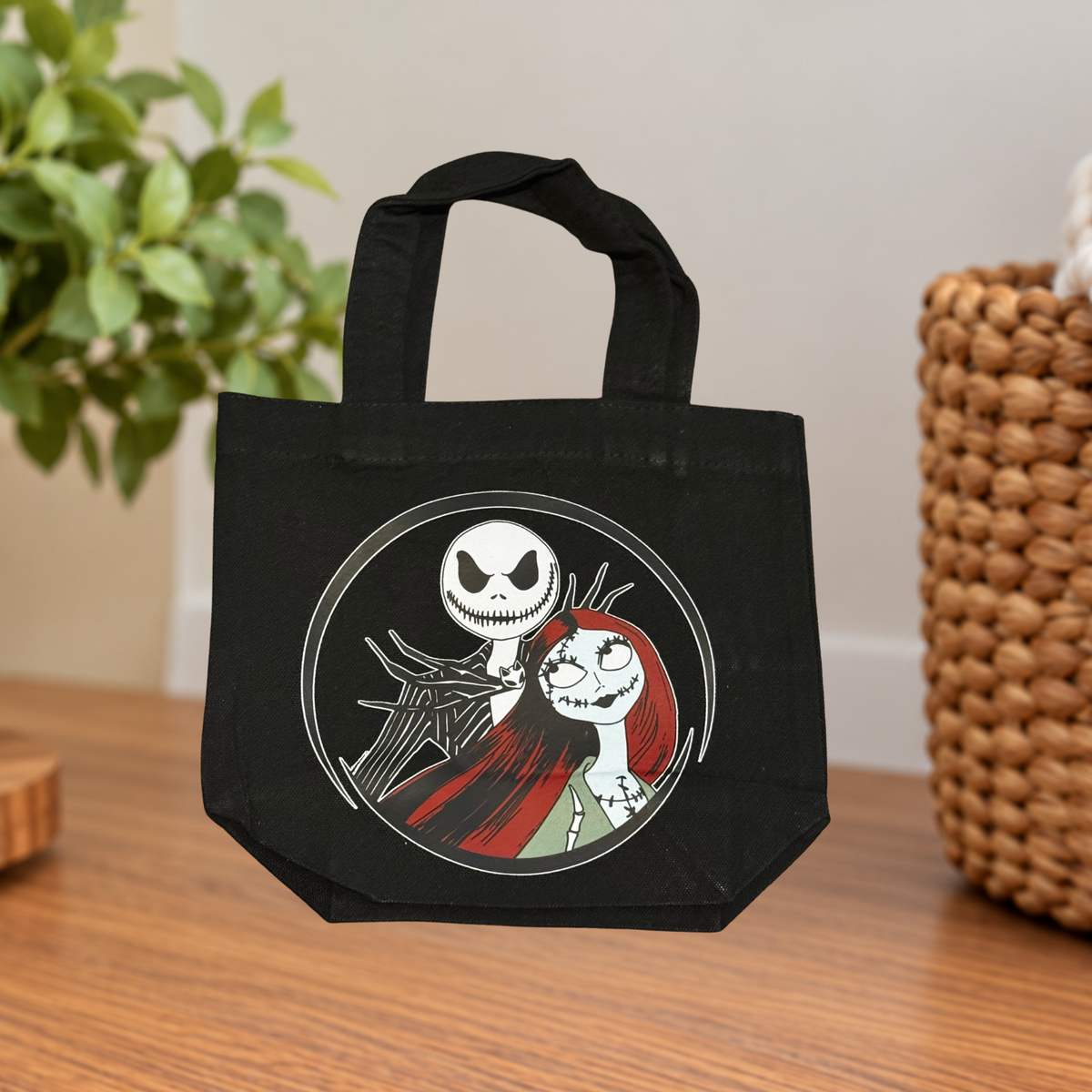 Jack & Sally Nightmare Before Christmas Halloween Canvas Tote Bag