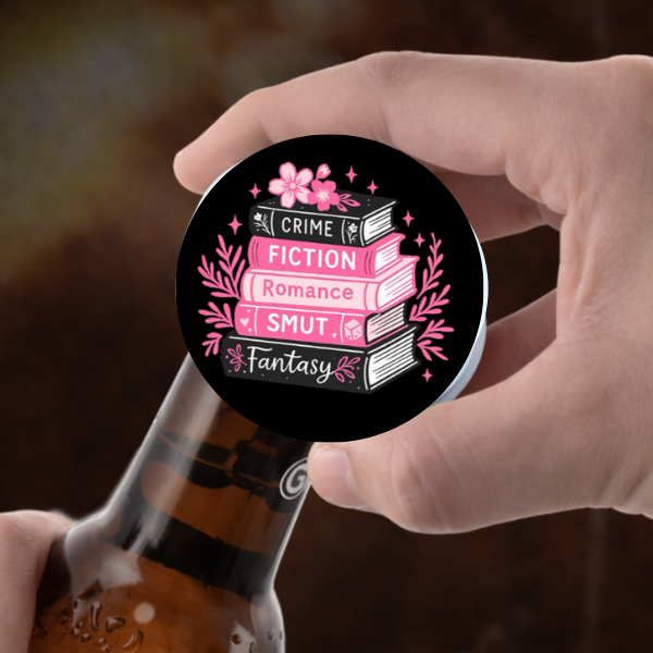 Book Stack Genres Aesthetic Bottle Opener Magnet
