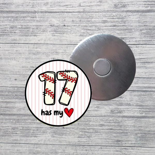 Baseball Number Has My Heart  Magnet Custom Personalized