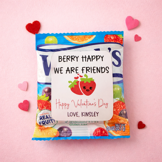 Personalized Berry Happy We Are Friends Valentine Sticker