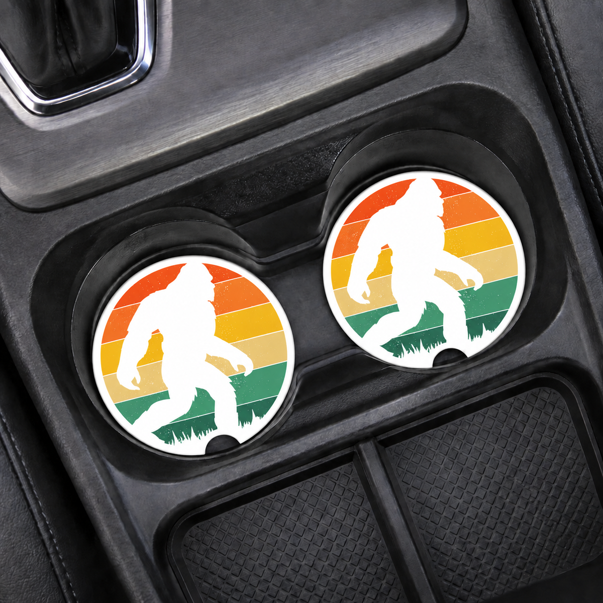 Retro Bigfoot Car Coasters | Set of 2
