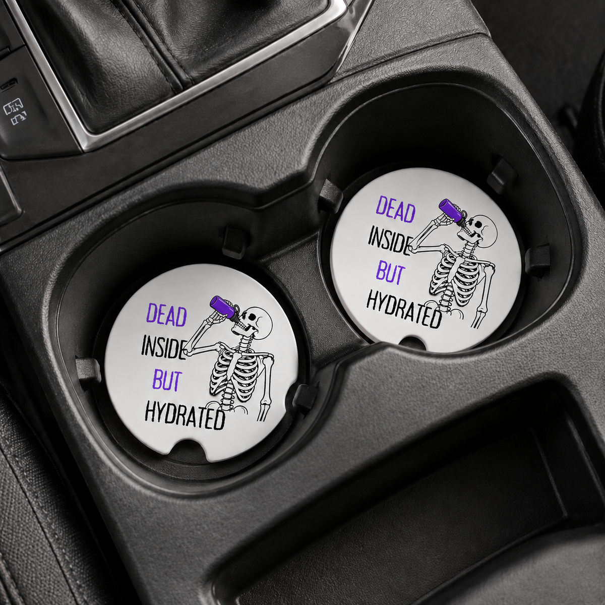 Dead Inside But Hydrated Car Coaster | Set of 2