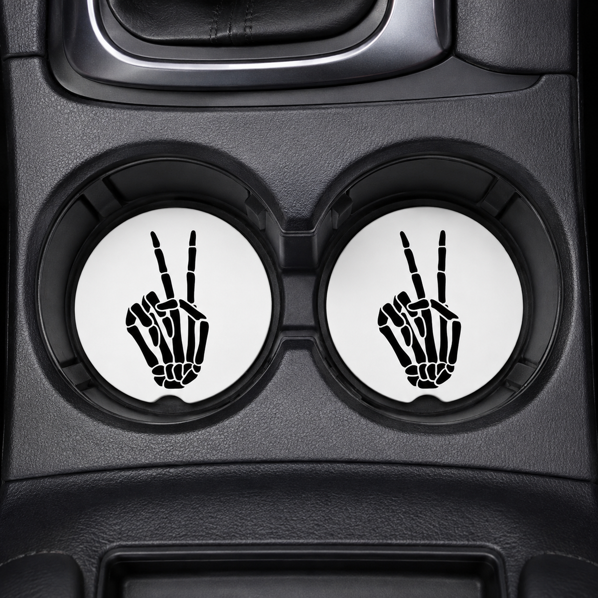 Skeletal Peace Sign Car Coasters | Set of 2