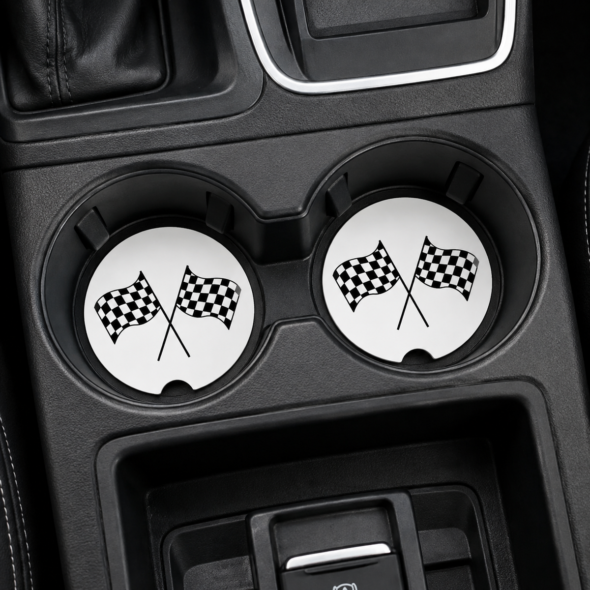 Checkered Racing Flags Car Coasters | Set of 2