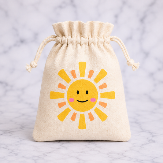 Smiling Sun Small Drawstring Bag