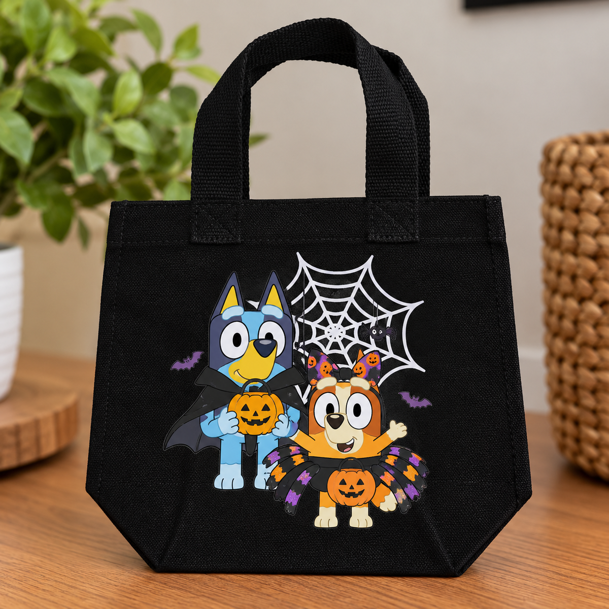 Bluey & Bingo Halloween Canvas Tote Bag