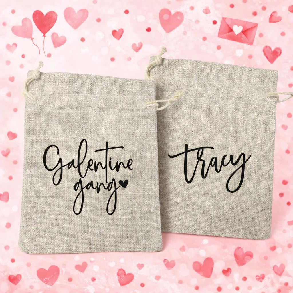 Galentine Drawstring Tote Bag 5x6