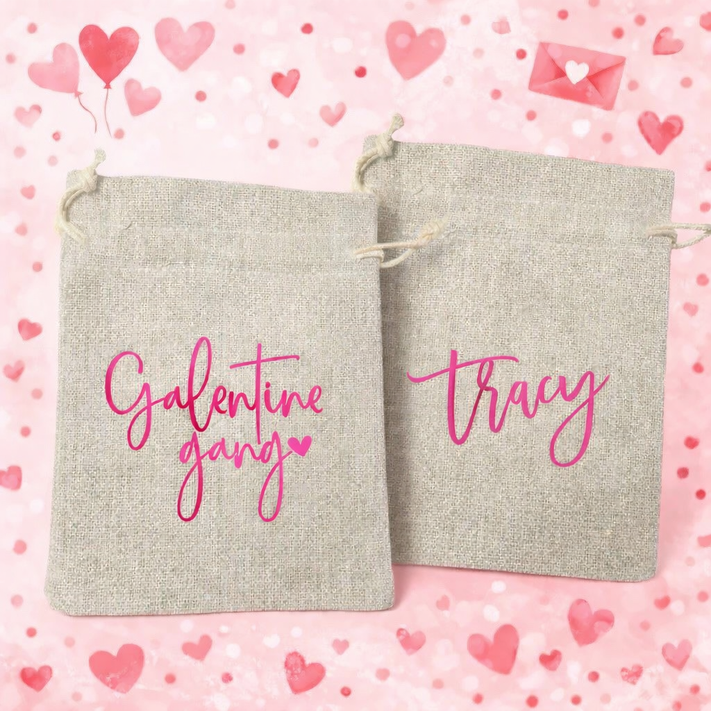 Galentine Drawstring Tote Bag 5x6