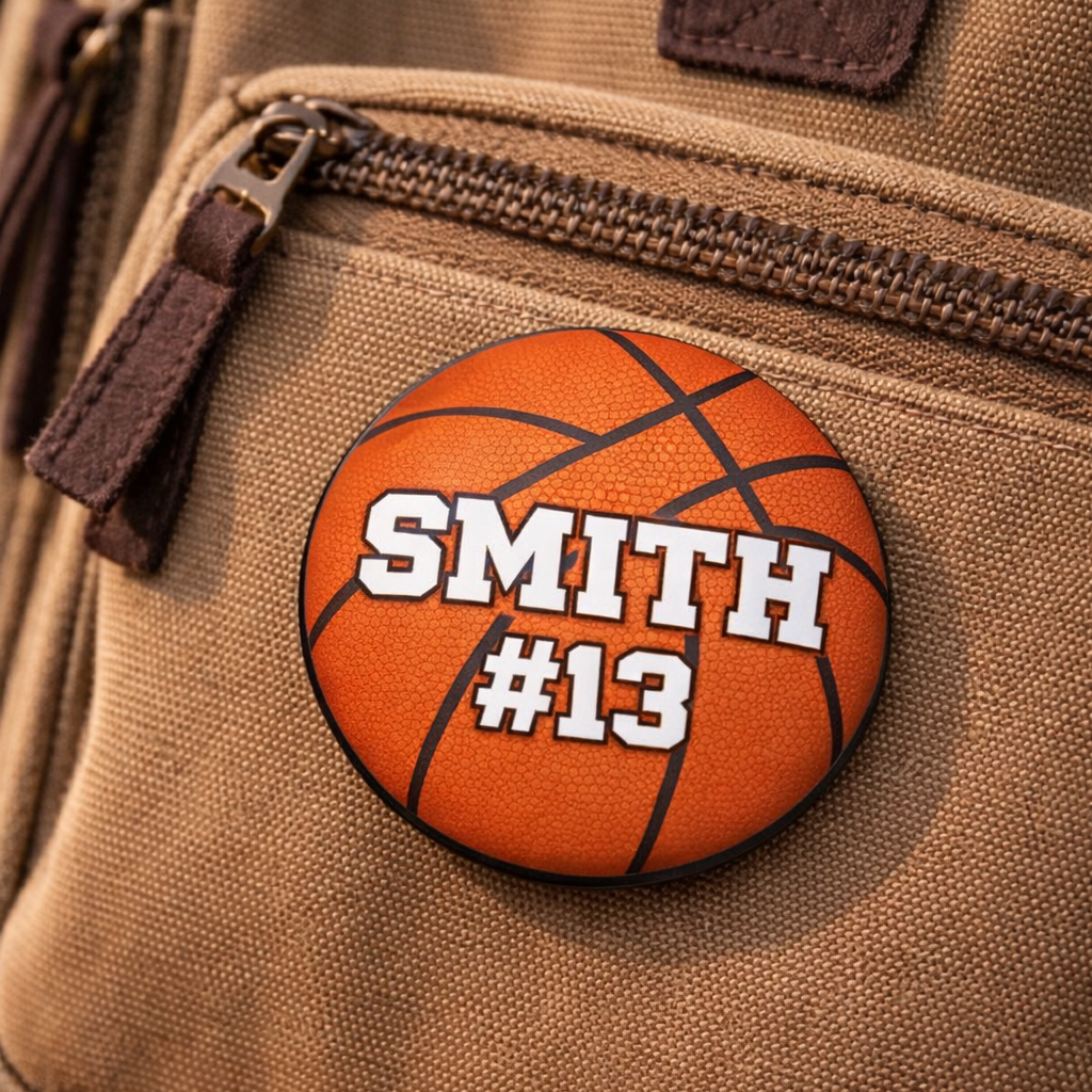 Basketball Button Pin Custom Personalized