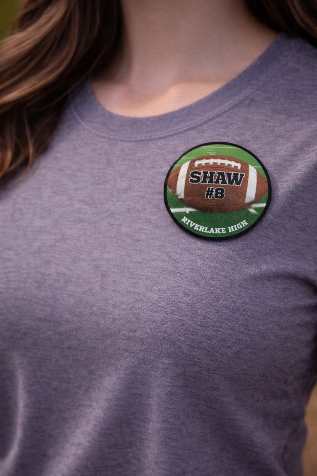 Football Button Pin Custom Personalized