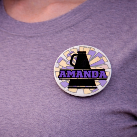 Cheer Button Pin Custom Personalized
