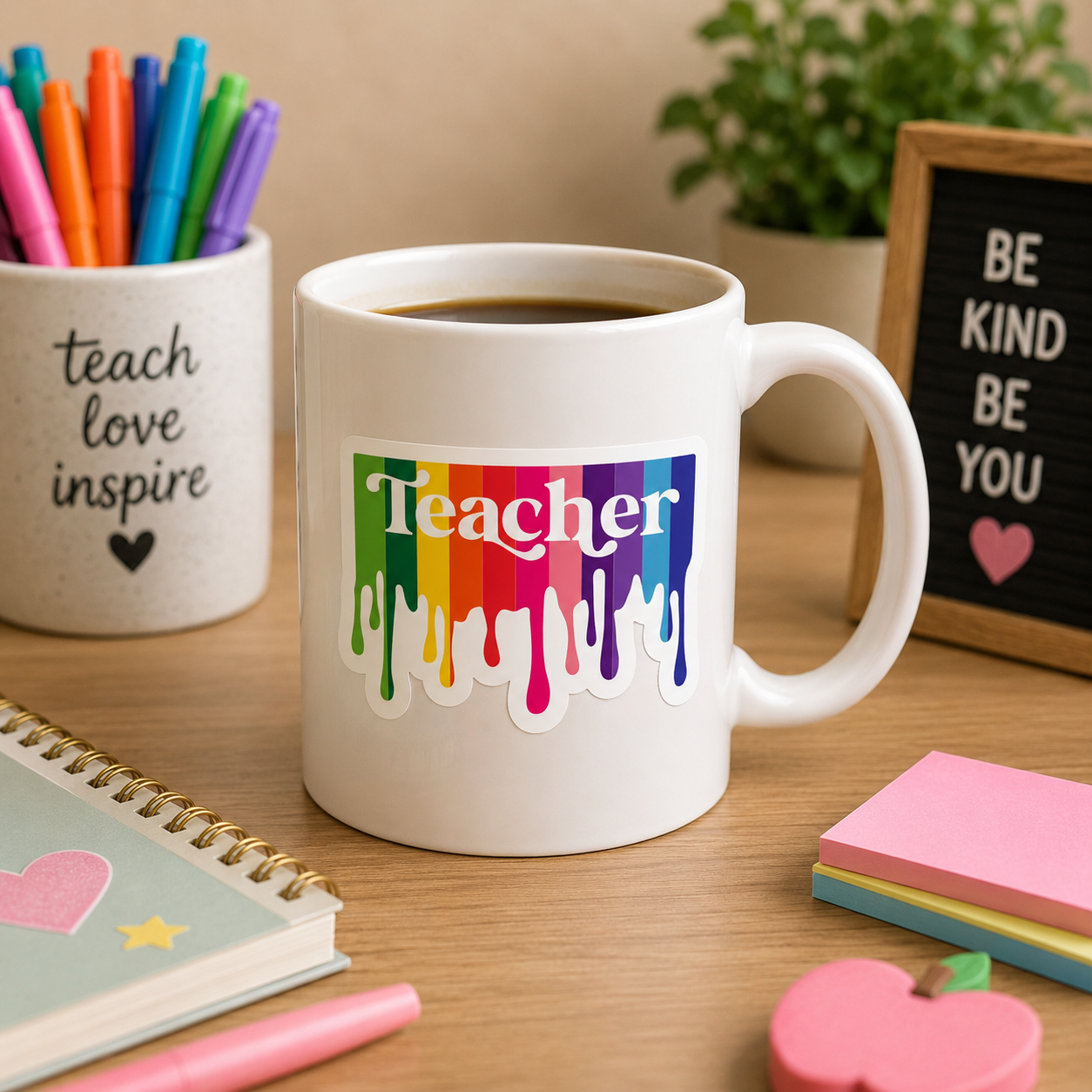 Rainbow Drip Teacher Sticker