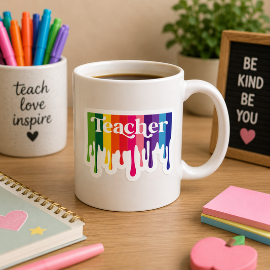 Rainbow Drip Teacher Sticker