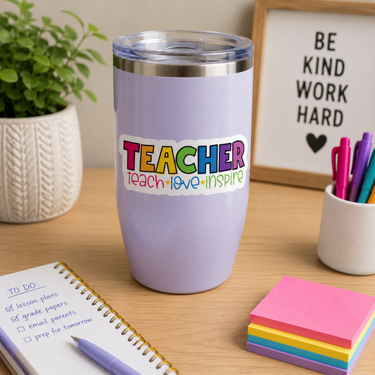 Teacher Teach Love Inspire Sticker