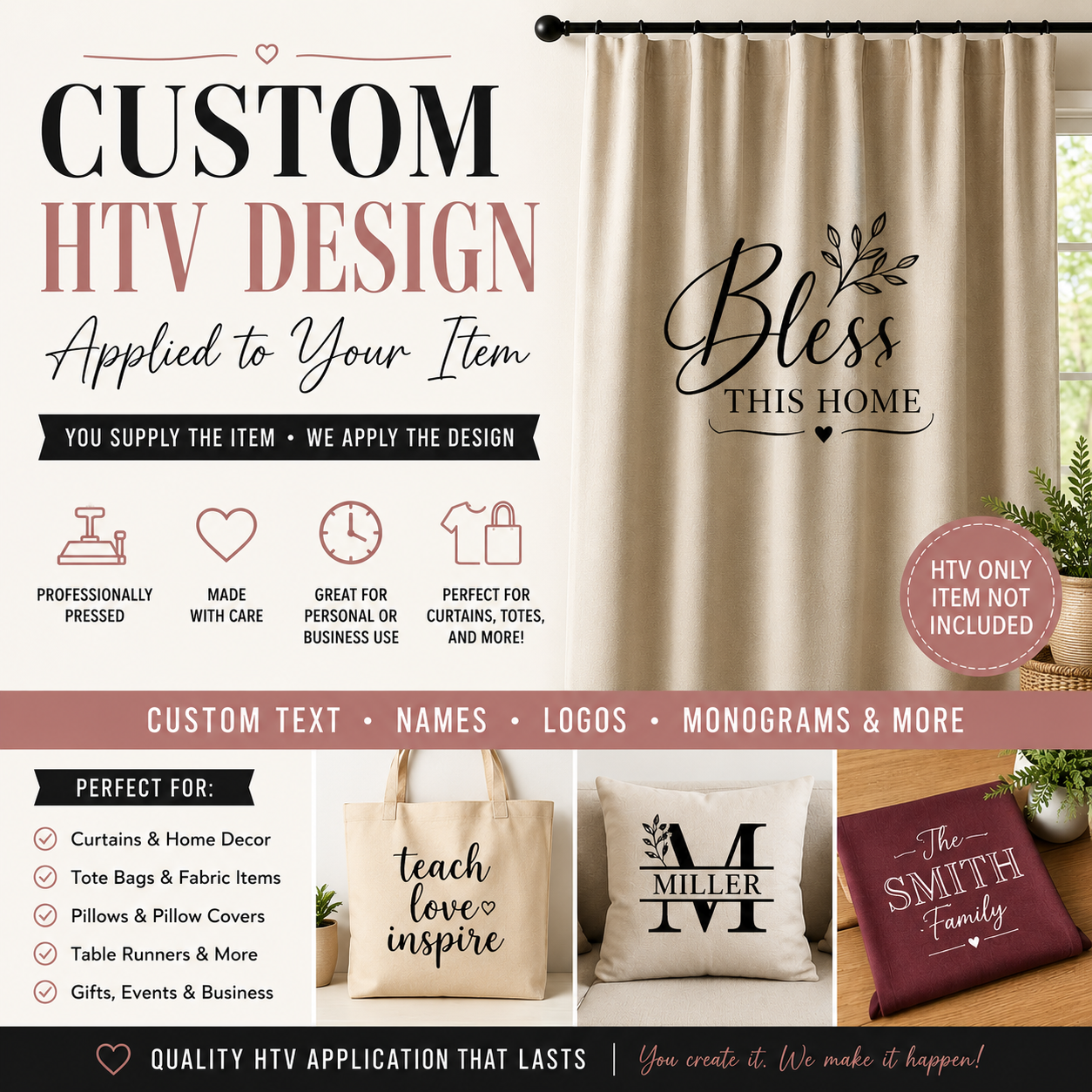 Custom Design on Your Item, Curtain, Fabric, Tote Bag & More