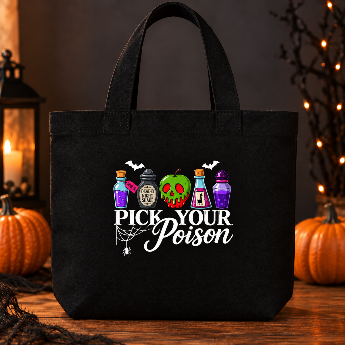 Pick Your Poison Halloween Canvas Small Tote Bag