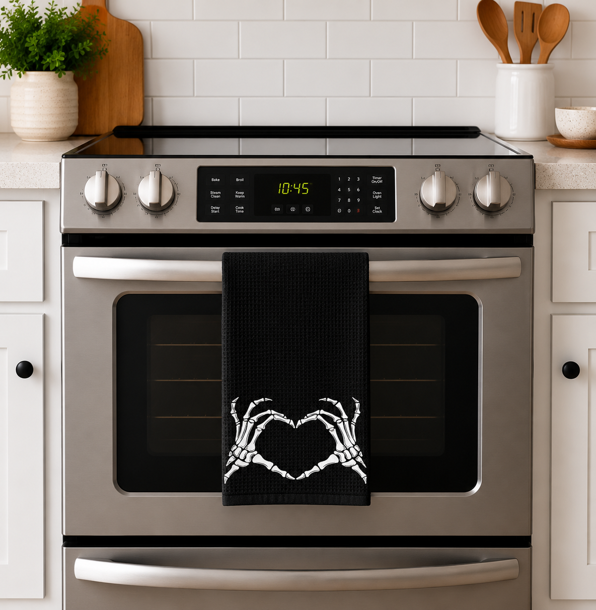Skeleton Heart Hands Halloween Kitchen Towel