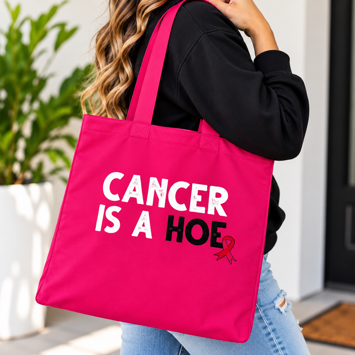 Cancer Is a Hoe Breast Cancer Awareness Tote Bag