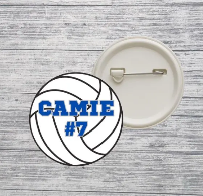 Volleyball Button Pin Custom Personalized