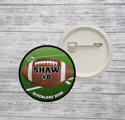 Football Button Pin Custom Personalized