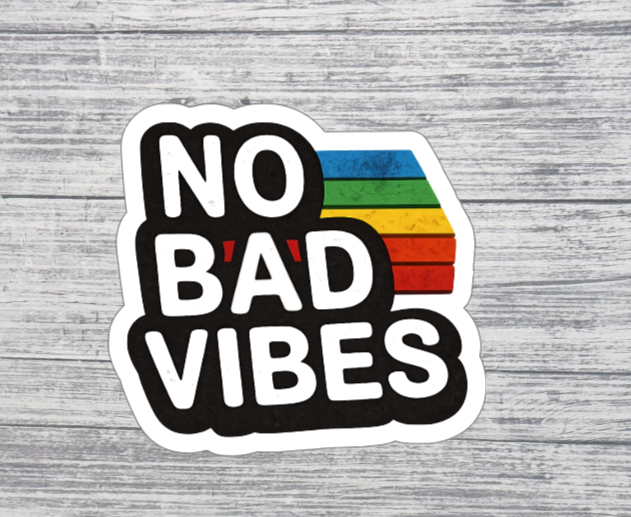 No Bad Vibes Retro Rainbow Sticker