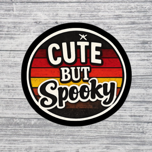 Cute But Spooky Retro Circle Sticker