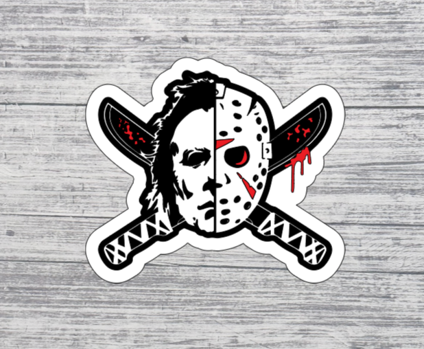 Split Horror Mask Sticker