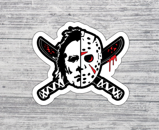 Split Horror Mask Sticker