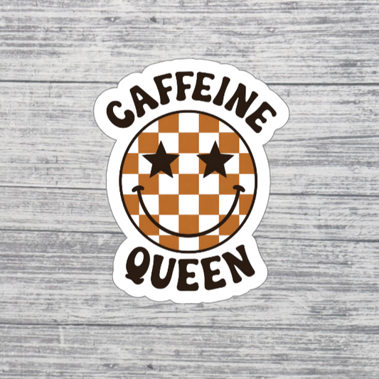 Caffeine Queen Smiley Face Sticker