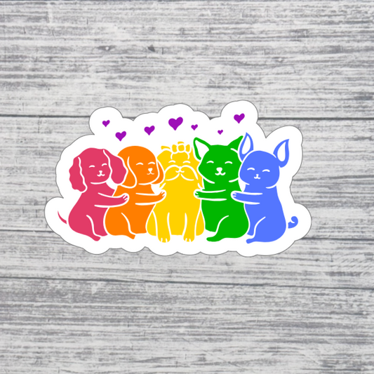 Rainbow Animal Hug Sticker