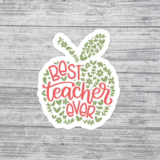 Best Teacher Ever Apple Sticker